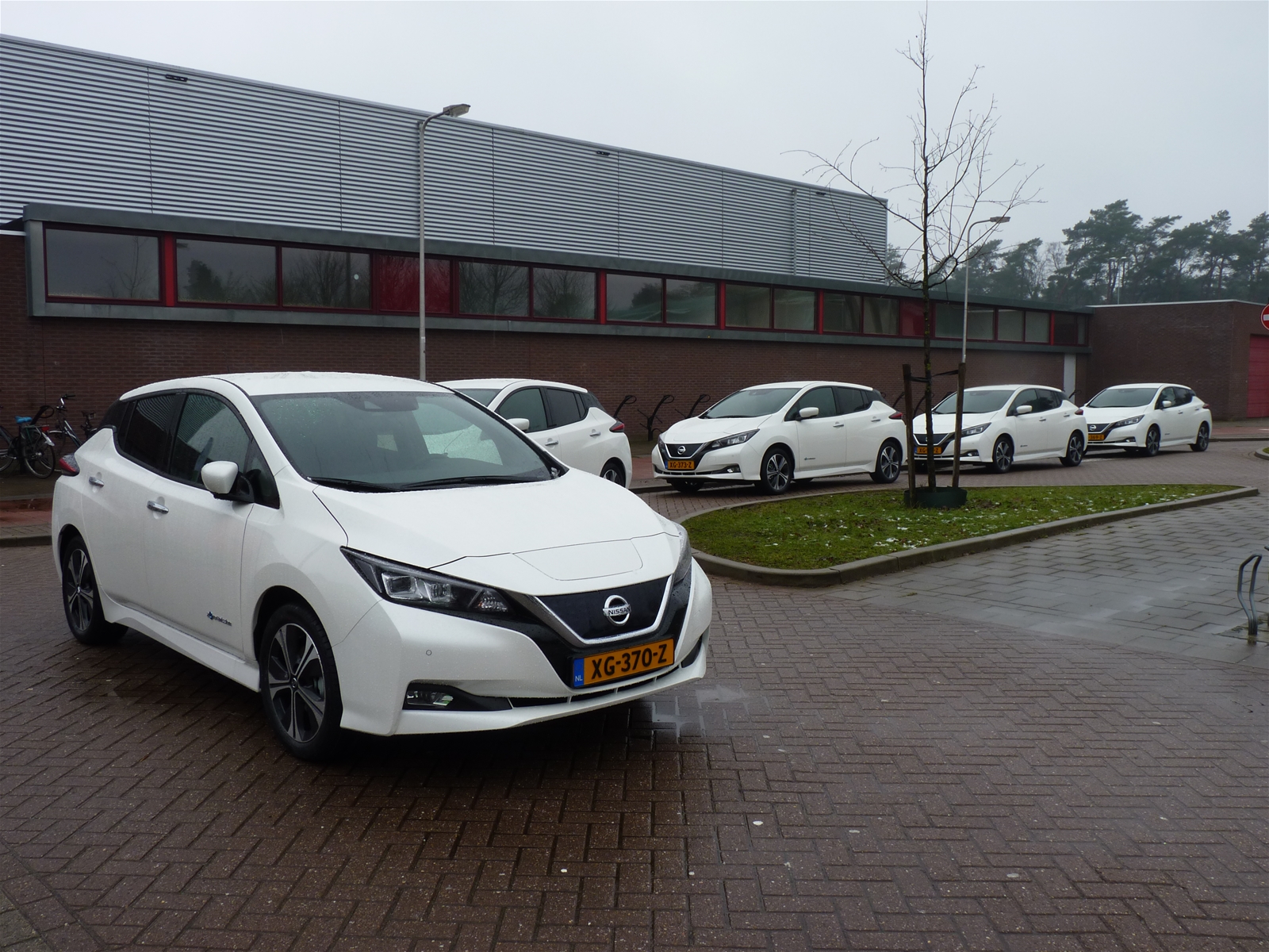 De deelauto's, duurzame moderne Nissan LEAF's